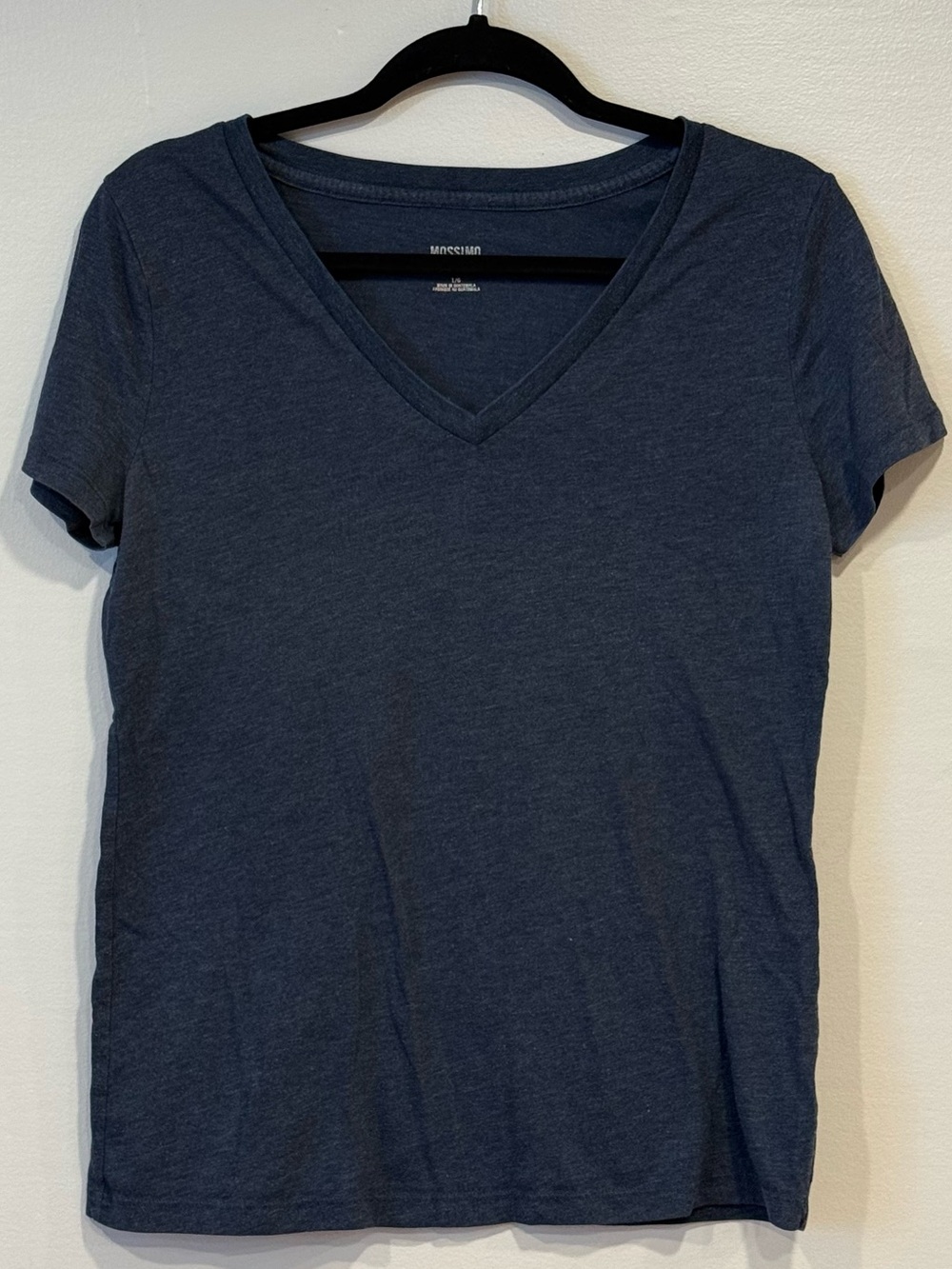 Mossimo Supply Co. Navy Blue V-Neck Short-Sleeve Basic Tee Women's Large